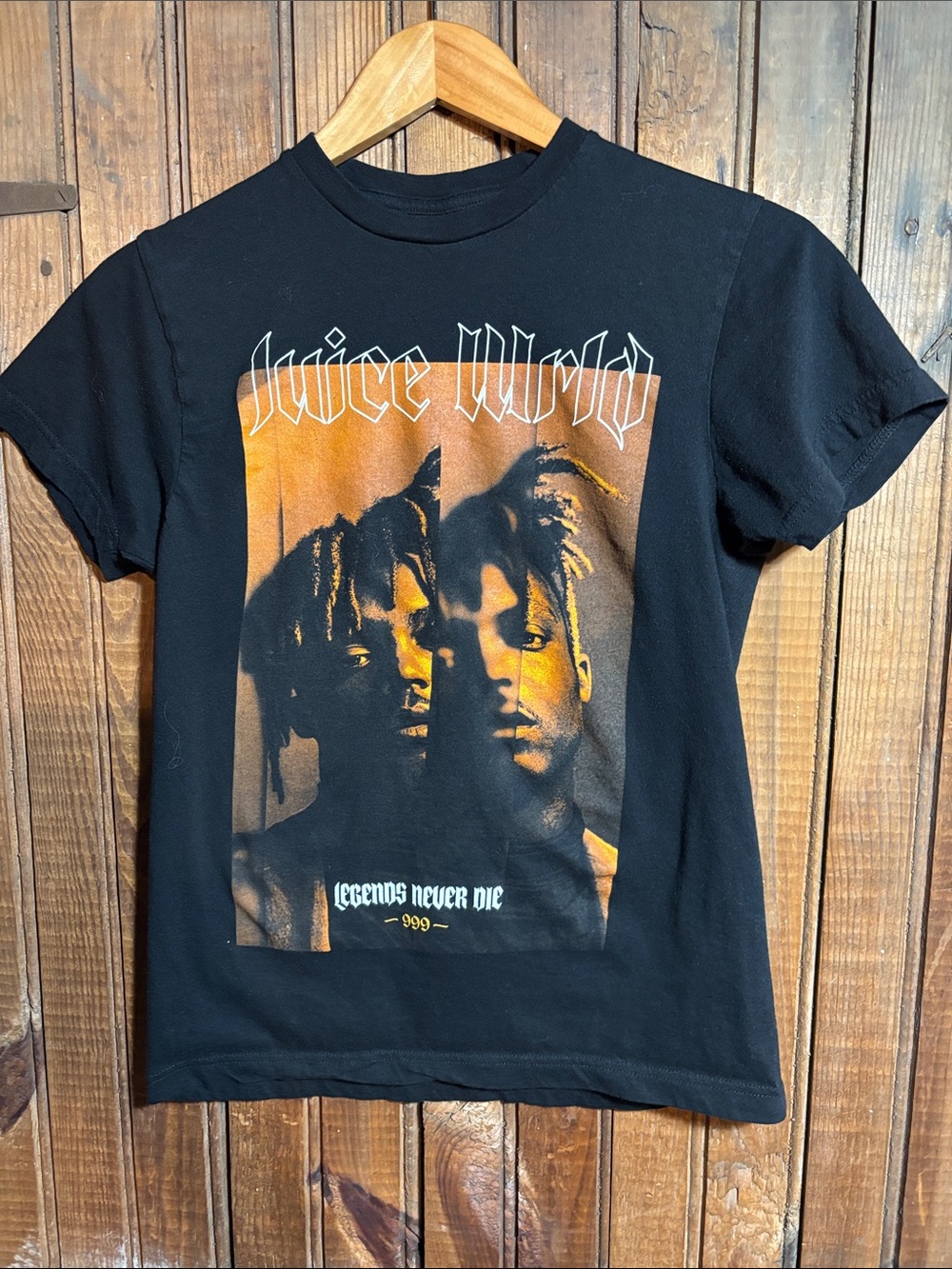 Juice World Black Short Sleeve Tee with Orange Photo Graphic